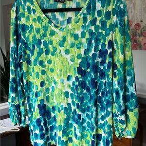 Tribal Green and Blue Long Sleeve Top